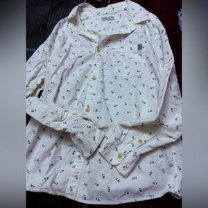 Bundle 3 for $15. Zara Kids Cream Button Down Shirt with Blue Print. Size 13-14.
